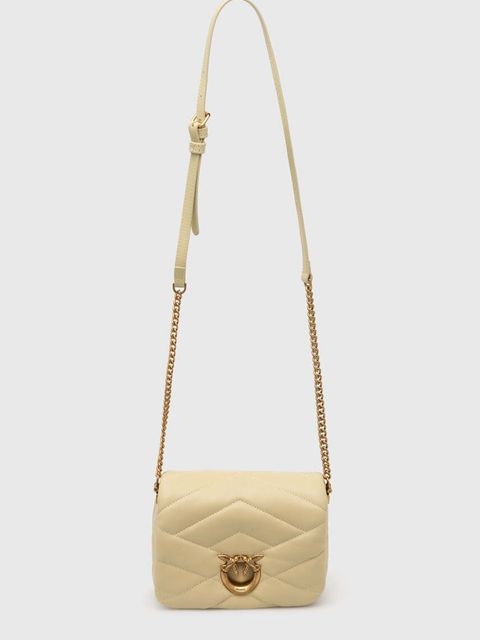 Pinko torebka skórzana kolor beżowy 101584.A1ET