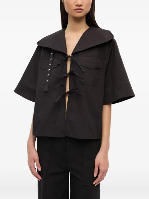 GANNI stretch-cotton blouse - Black