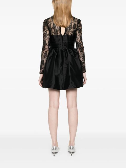 Self-Portrait lace-panel taffeta mini dress - Black