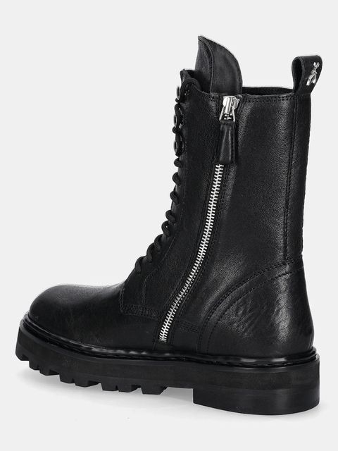 Patrizia Pepe workery skórzane damskie kolor czarny na platformie 8Y0122 L005 FB30