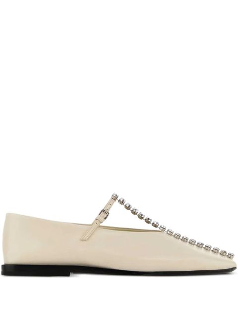 Jil Sander crystal-embellished leather ballerinas - Neutrals - zdjęcie produktu nr 1