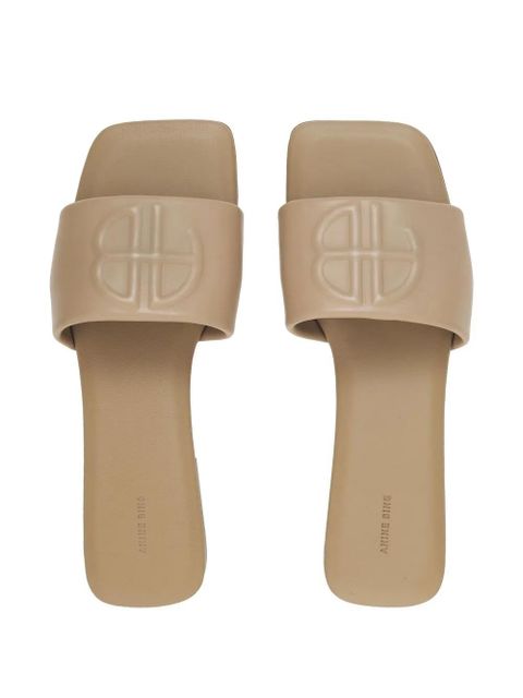 ANINE BING Ria open-toe leather slides - Neutrals