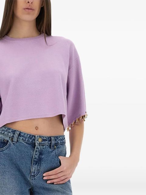 Rabanne embellished cropped T-shirt - Purple