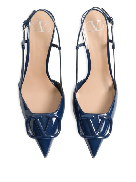 Valentino Garavani VLogo signature patent leather pump - Blue - zdjęcie produktu nr 2