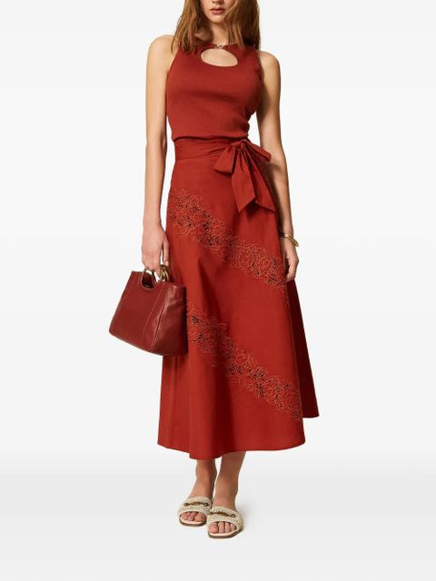 TWINSET lace belted maxi skirt - Brown - zdjęcie produktu nr 2