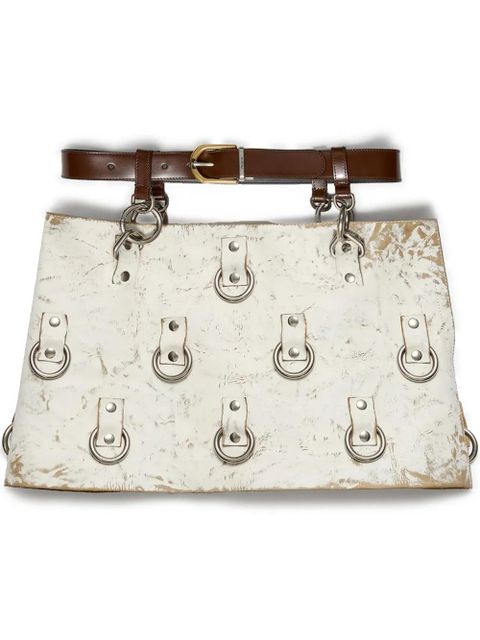 Prada ring-detail leather mini skirt - White - zdjęcie produktu nr 1