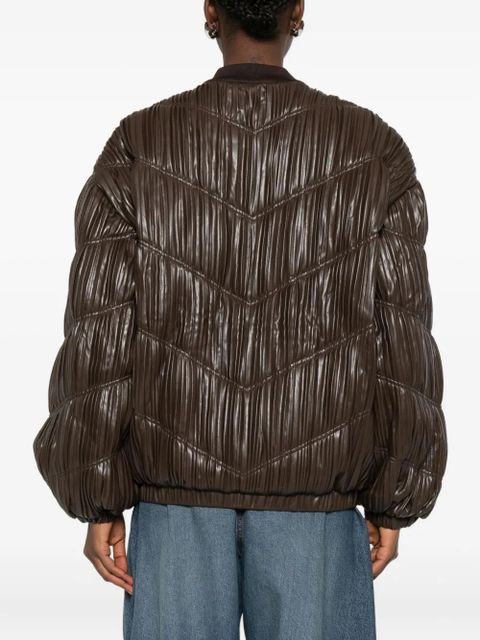 ROTATE BIRGER CHRISTENSEN pleated bomber jacket - Brown