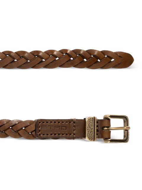 ETRO braided detailed-buckle leather belt - Brown