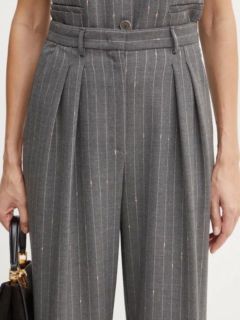 Simona Corsellini spodnie z domieszką wełny kolor szary szerokie high waist A24CPPA014