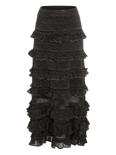 ZIMMERMANN midi ruffled tiers skirt - Black - zdjęcie produktu nr 1