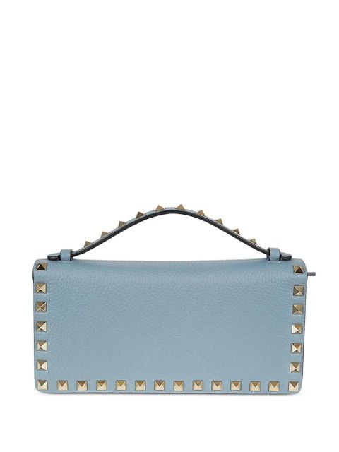 Valentino Garavani Rockstud leather clutch bag - Blue