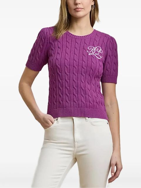 Lauren Ralph Lauren cable-knit short-sleeve sweater - Purple - zdjęcie produktu nr 1