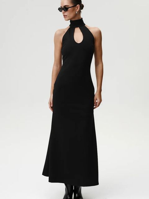 Undress Code sukienka kolor czarny maxi rozkloszowana 1064