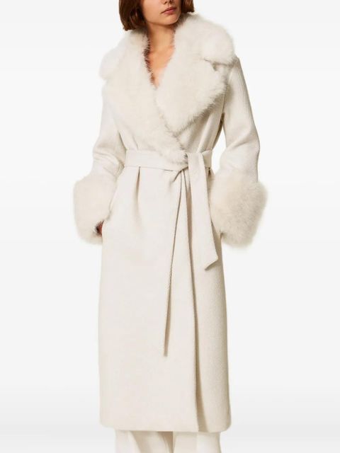 TWINSET faux-fur-trimmed belted coat - Neutrals - zdjęcie produktu nr 2