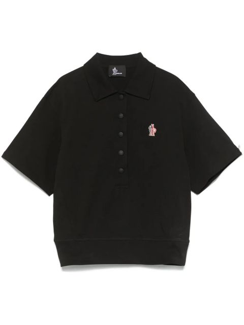 Moncler Grenoble logo-patch cotton polo shirt - Black - zdjęcie produktu nr 1