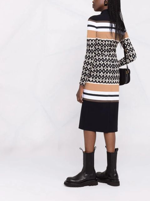 Valentino Garavani logo-pattern striped dress - Black