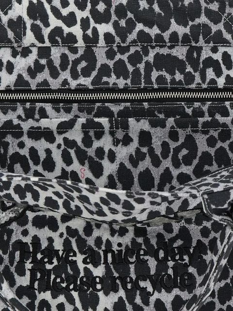 GANNI Leopard Sequin XXL appliqué tote bag - Black