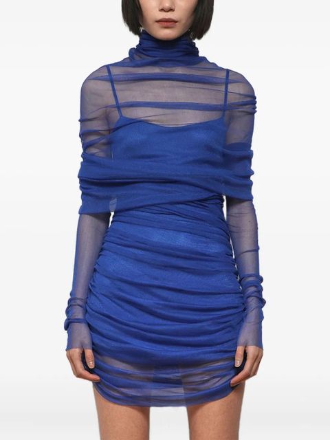 Christopher Esber sheer draped mini dress - Blue