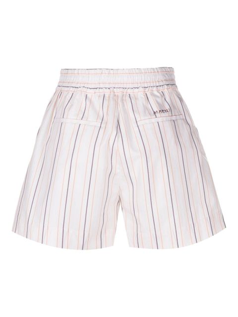 Marni embroidered-logo striped poplin shorts - Neutrals
