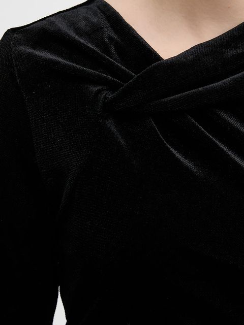 Dkny sukienka welurowa kolor czarny mini dopasowana DD5V1M55