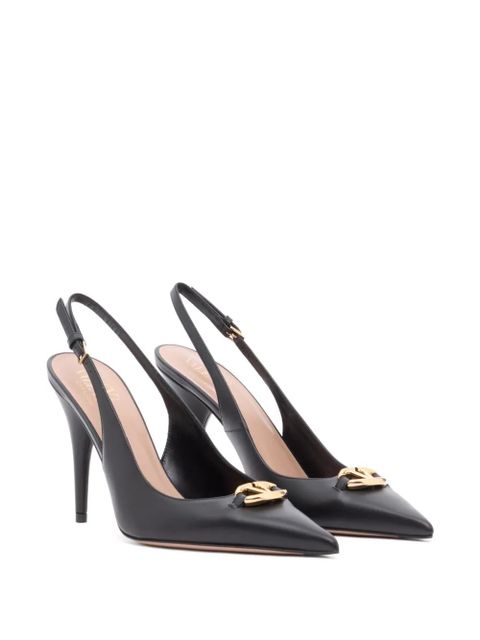 Valentino Garavani calfskin leather slingback VLogoThe Bold Edition pumps 100mm - Black - zdjęcie produktu nr 2