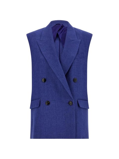Max Mara Aia double-breasted peak-lapels waistcoat - Blue - zdjęcie produktu nr 1