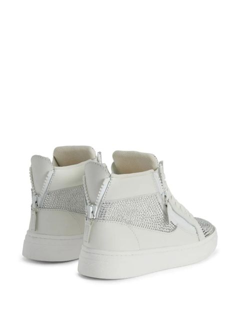 Giuseppe Zanotti crystal-embellished high-top sneakers - White