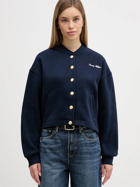 Tommy Hilfiger bluza damska kolor granatowy gładka WW0WW47835 - zdjęcie produktu nr 1