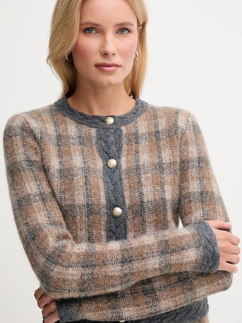 Joop! kardigan z dodatkiem wełny damski kolor brązowy 30048468