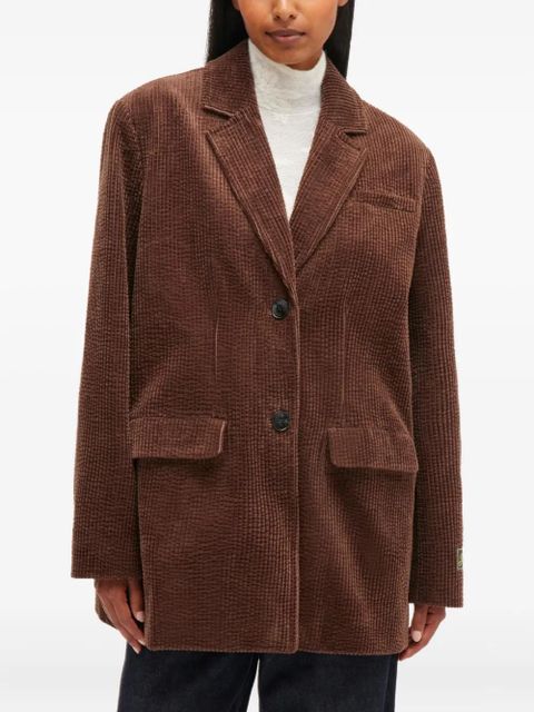 GANNI long-sleeve corduroy blazer - Brown