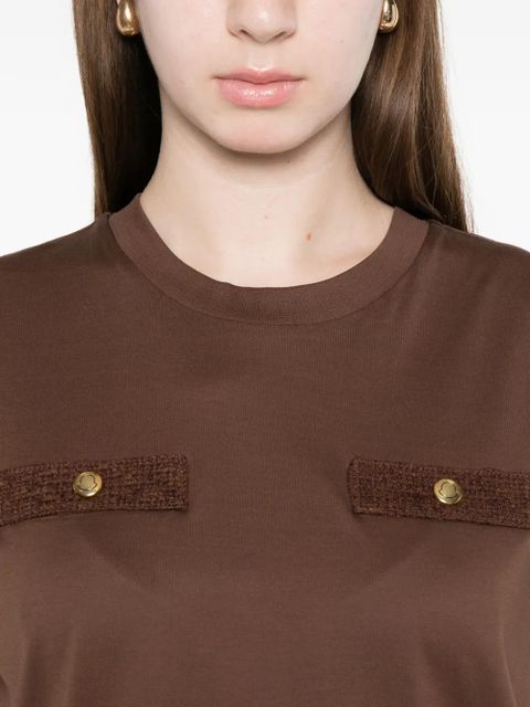 Moncler buttoned patch T-shirt - Brown