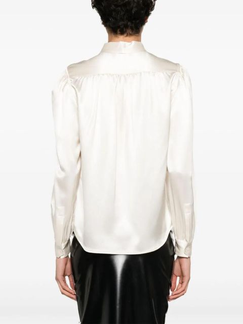 Saint Laurent lavallière-neck silk-satin blouse - Neutrals