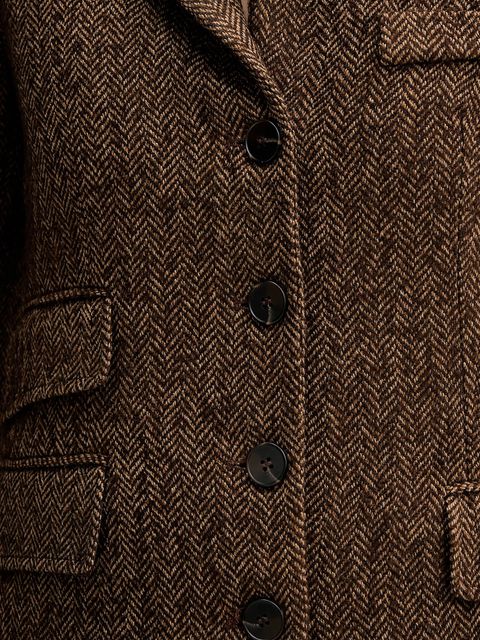 Hoss Intropia marynarka z dodatkiem wełny kolor brązowy jednorzędowa wzorzysta 5472069