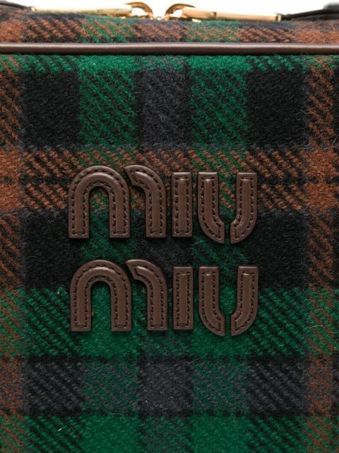 Miu Miu tartan logo-detail shoulder bag - Green