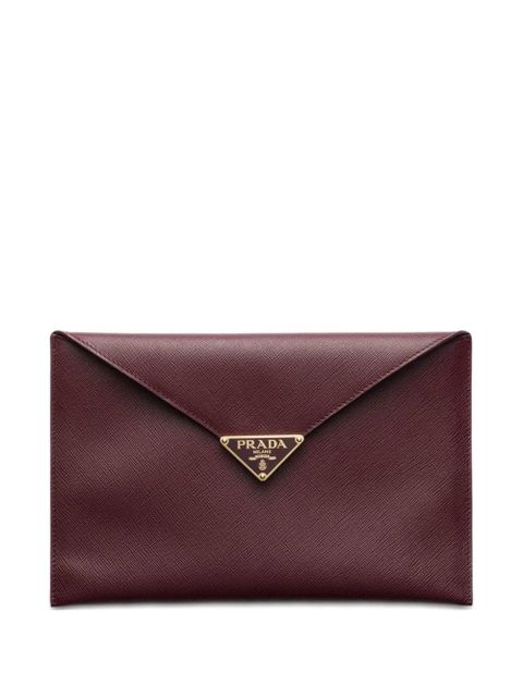 Prada leather triangle-logo clutch - Red - zdjęcie produktu nr 1