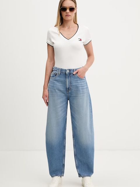 Tommy Jeans T-shirt damski bawełniany z elastanem - zdjęcie produktu nr 1