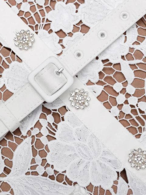 Self-Portrait floral lace collared midi dress - White