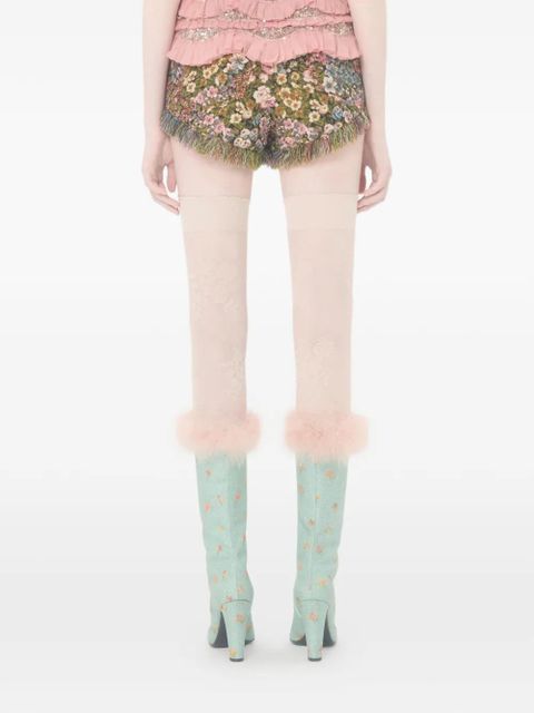 Valentino Garavani fringed floral-print shorts - Green - zdjęcie produktu nr 2
