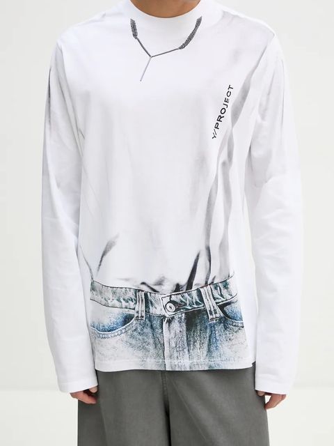 Y/Project longsleeve bawełniany YP TROMPE L'OEIL LONG SLEEVE T-SHIRT kolor biały 204TS021 - zdjęcie produktu nr 2