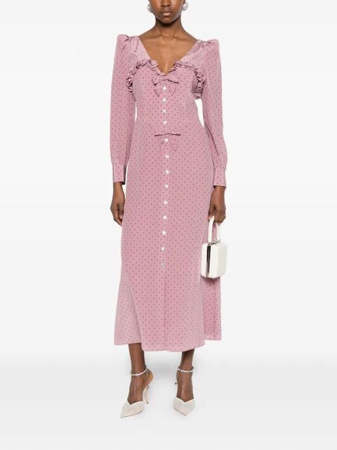 Alessandra Rich ruffled-detail polka-dot mdi dress - Pink - zdjęcie produktu nr 2
