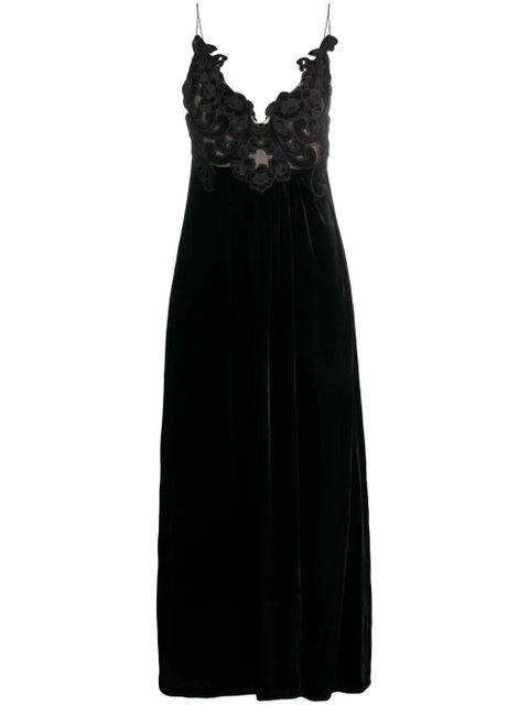 ZIMMERMANN floral-embellished velvet A-line dress - Black - zdjęcie produktu nr 1