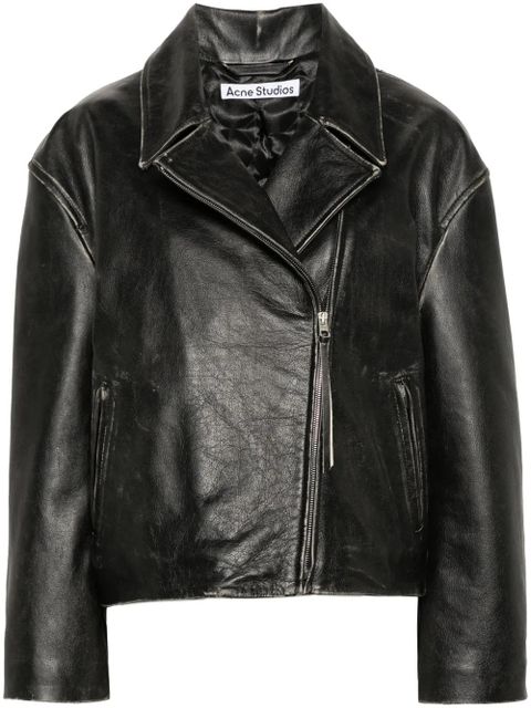 Acne Studios distressed-effect biker jacket - Black - zdjęcie produktu nr 1