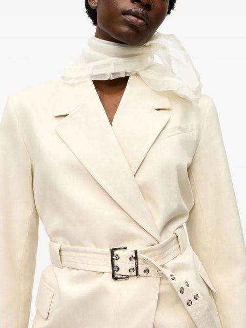 GANNI Belted Melange blazer - Neutrals