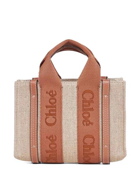 Chloé Woody logo embroidery double handle tote bag - Neutrals - zdjęcie produktu nr 1