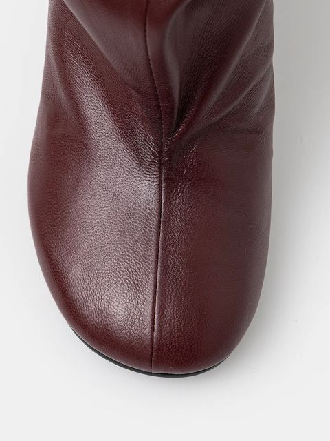Answear.LAB kozaki skórzane kolor bordowy na słupku