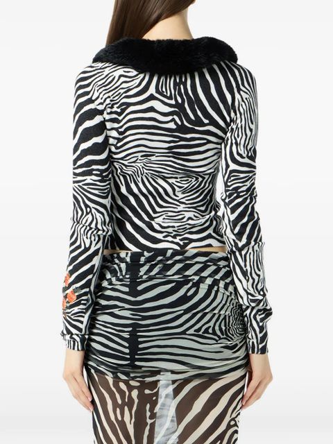 Blumarine zebra-pattern cardigan - White
