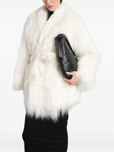 ENTIRE STUDIOS belted faux-fur coat - White