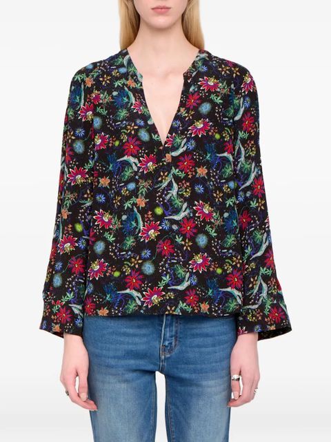 Zadig&Voltaire Torny V-neck floral blouse - Black