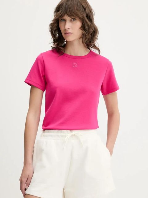 HUGO t-shirt damski kolor różowy 50512002 - zdjęcie produktu nr 1