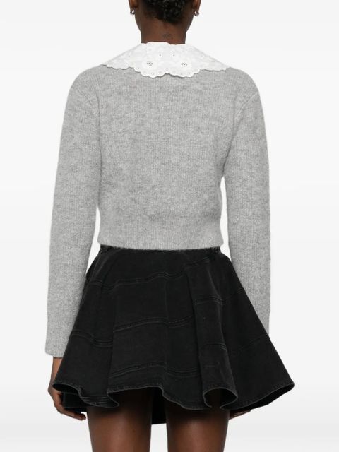 Self-Portrait lace-collar cardigan - Grey